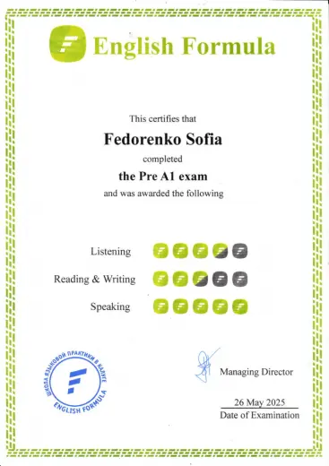 Fedorenko Sofia Pre-A1