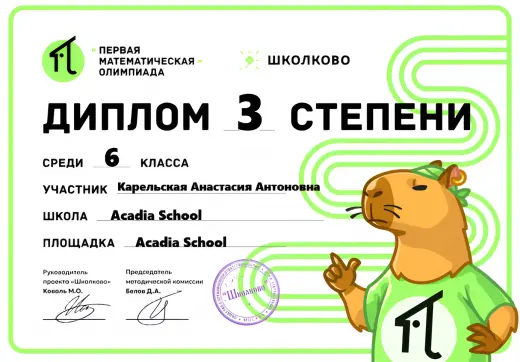 Карельская Анастасия Школково